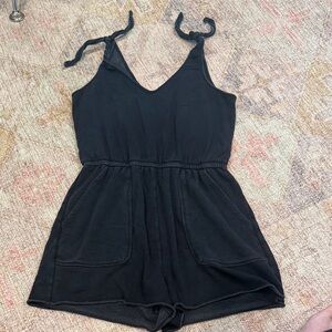 Aerie Black Tie-Strap Jumpsuit